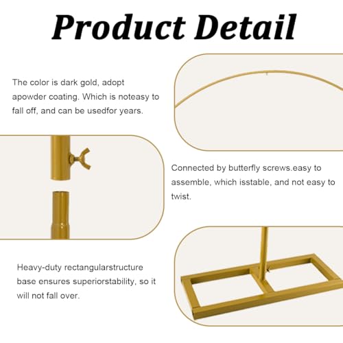 Image of Vincidern Wedding Arch Backdrop Stand 7.8FT, Party Balloon Arch Stand for Birthday, Bridal Baby Showers, Metal Wedding Arch Frame for Ceremony Decoration Arch Stand Backdrop Gold(with Water Base)