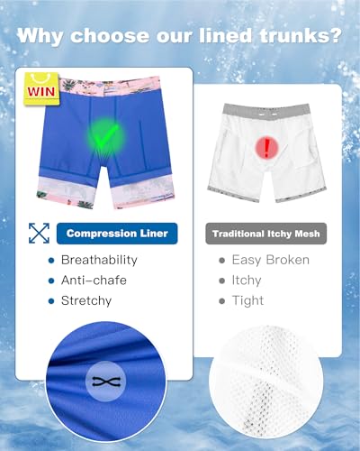 Image of SURF CUZ Mens Swim Trunks with Compression Liner Swim Shorts 7 inch Swimming Trunks Stretch 7 Inch Swim Suits Quick Dry
