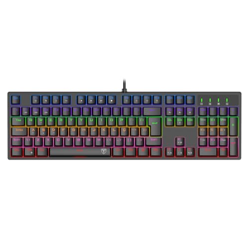 Teclado Mecânico Gamer T-Dagger Rebel Iluminação Rainbow Preto Switch Marrom T-TGK328-BR