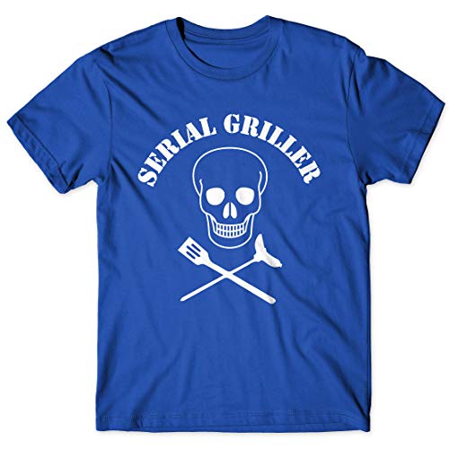 LaMAGLIERIA T-Shirt Uomo Serial Griller - t-Shirt Barbecue barbacoa 100% Cotone, Blu
