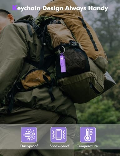 Image of MOSDART 64GB USB C 3.2 Fast Speed C and A Dual Flash Drive, exFAT Memory Stick with Keychain and LED Indicator, for iPhone 15,16,17, Android Phone, iPad, MacBook, and Other Laptops, Purple