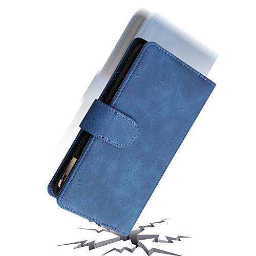 Lbyzcase Galaxy S9 Plus Case,Samsung S9 Plus Wallet Case,Luxury Folio Flip Leather Phone Cover[Zipper Pocket][Wrist Strap][Kickstand][Magnetic Closure] For Samsung Galaxy S9 Plus-Blue #TOP5