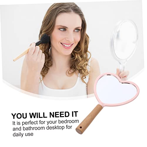 Espejo de Maquillaje Portátil con Mango de Madera en Forma de Corazón miniatura 5