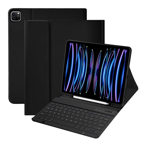 KARFUN Tastatur Hülle für iPad 10 Generation/11 Generation A16(11/10.9 Zoll, 2025/2022), 360° drehbar iPad Hülle mit Touch Bluetooth Tastatur, Multi-Touch Trackpad, QWERTZ (US Black)