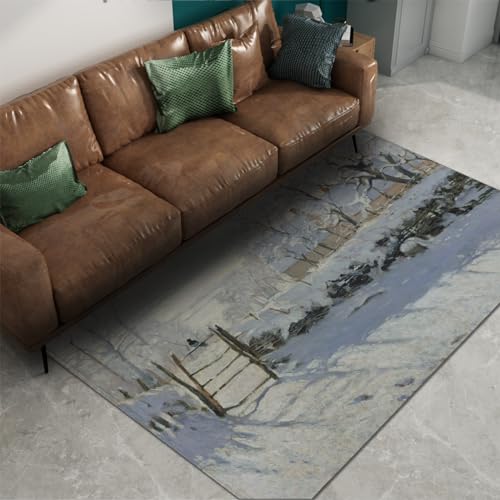 Tapis Monet la pie 150x240cm blanc lavable à poils ras