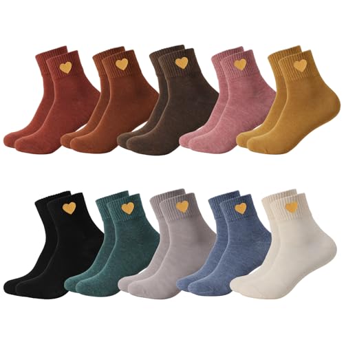 scenicamp 10 Pairs Womens Elastic Crew Sock Cute Cozy Lightweight Ankle Sock Gifts for Women