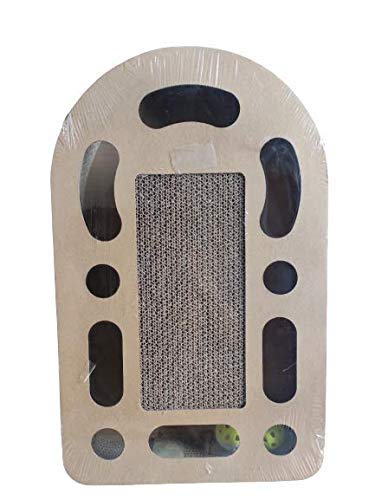 Woofy Circle Spring Toy (Color May Vary) Jumbo Size Scratching Board/Pad with Catnip for Kitten/Cat/Puppy (48x24 cm).