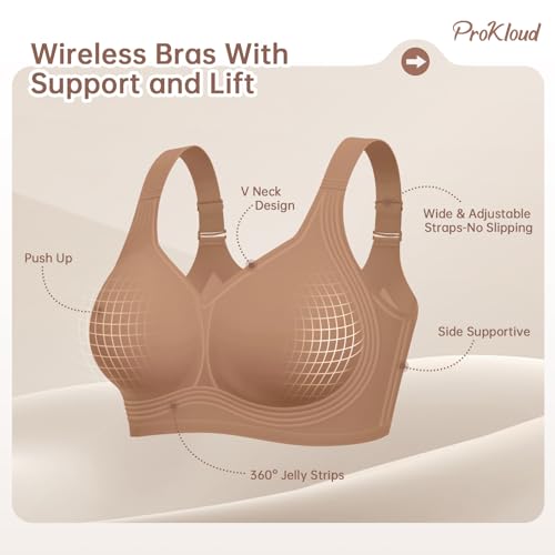 Image of ProKloud Jelly Bras for Women No Underwire Wireless Bra with Support and Lift Full Coverage Plus Size Comfy Seamless Bra