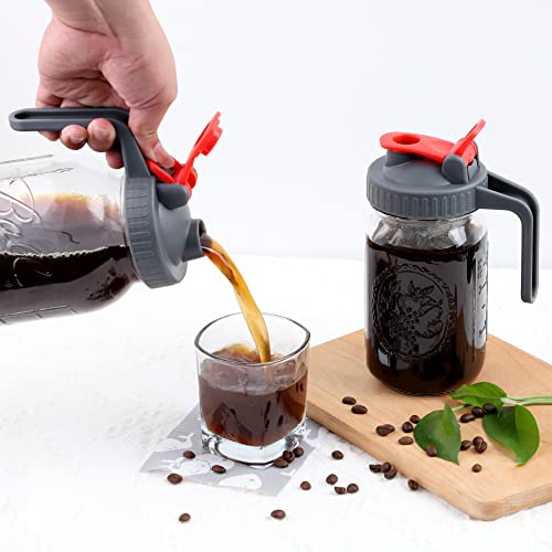 Cold Brew Coffee Maker Mason Jar Wide Mouth Iced Coffee Pitcher 32 Oz Coffee Container With Stainless Steel Coffee Filter For Iced Brew Coffee, Sun Tea, Lemonade, Iced Tea And Homemade Drinks #TOP3