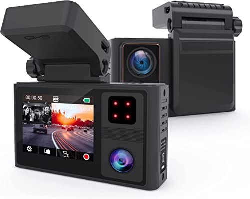 Dual Dash Cam Front and Inside with Magnetic Bracket in Car Dashboard Camera 1920x1080P ,Infrared Night Vision,Integrated Design of Built-in GPS