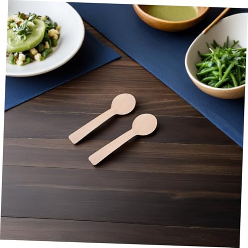 Cucharas de madera pequeñas para catering y postres: vajilla beige de 100 piezas 8
