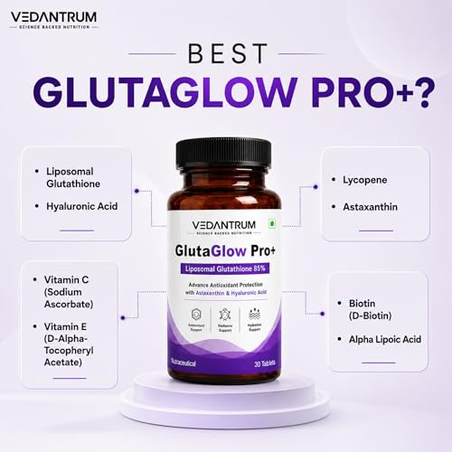 Image of GlutaGlow Pro+ Liposomal Glutathione 85% Tablets | Supports Skin Brightening, Glowing Skin, Even Skin Tone & Antioxidant Defense | With Hyaluronic Acid, Astaxanthin, Vitamin C, Vitamin E & Alpha Lipoic Acid | 30 Tablets