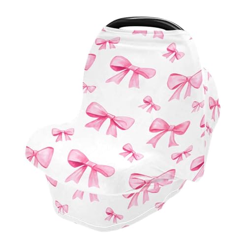Nesatuwa Baby Car Seat Cover Beautiful Bow Tie Breastfeeding Covers Stretchy Breathable Multi-Use Cover Carseat Canopy for Girls and Boys