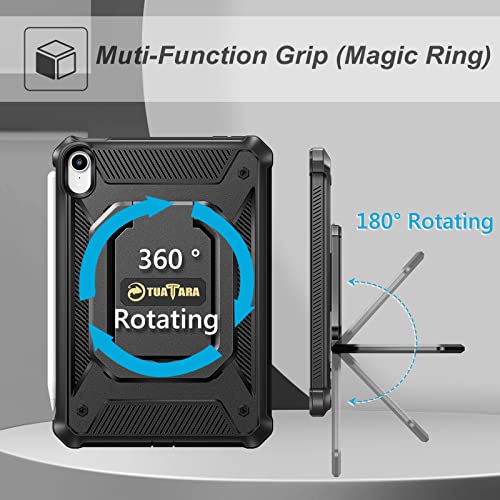 Fintie Case for iPad Mini 7 (A17 Pro, 7th Generation) 2024 / iPad Mini 6 (6th Gen) 8.3 Inch, [Tuatara Magic Ring] 360 Degree Rotating Shockproof Rugged Cover with Screen Protector, Black