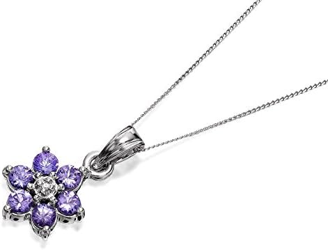 Kilimanjaro Womens Jewellery 9ct White Gold Tanzanite Diamond Cluster Necklace