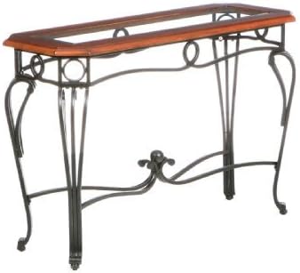 SEI Furniture Prentice Glass Top Sofa, Console Table, Dark Cherry/Black