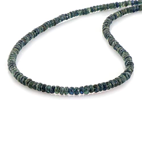 NirvanaIN Malagasy Green Sapphire Faceted Rondelles Necklace,Green Sapphire Jewelry, Gemstone Beads Necklace, Beaded Necklace For Her, Party Necklace