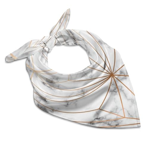 ducanll White Fashion Silk-Like Bandanas Unisex Marble Golden Geometric Lines Art Creative Design Head Wrap Square Scarf Wristband for Bachelorette Party Dresses Wedding Party - 18