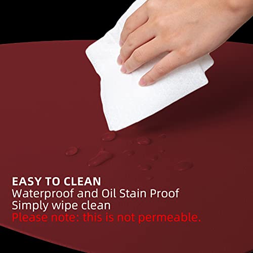 Faux Leather Placemats And Coasters Set Of 4, Dual-Sided Round Place Mats For Kitchen Dining Patio Table, Washable Oval Modern Table Mates, Non-Slip Heat Resistant Coffee Mates, Red Black Placemats #TOP5