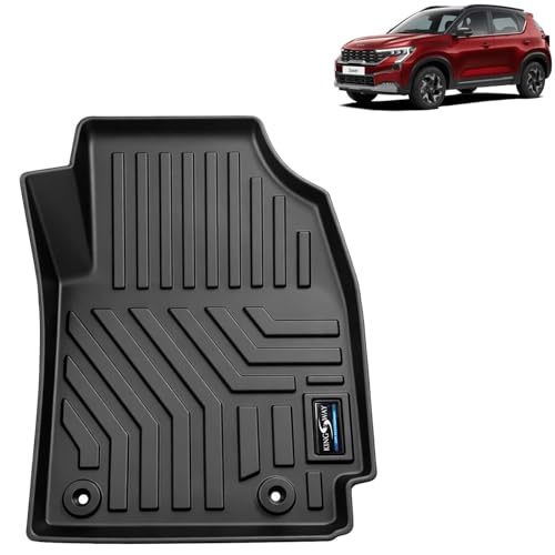 Image of KINGSWAY Accessories Custom-Fit TPE 5D Car Floor Mats Only Compatible with Kia Sonet | Year 2024 Onwards | Set of 3 Pcs | All Weather Anti Slip Foot Mat with Easy Wash | Black | 2 Years Warranty