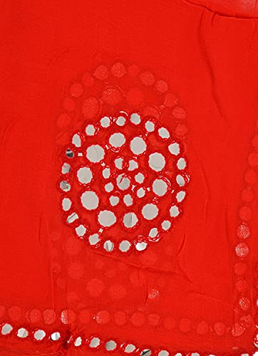 Image of YOUTHQUAKE Plastic Mirror Work Embroidered Chiffon Dupatta for Women & Girls