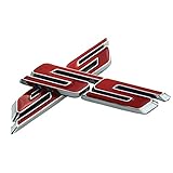 Grill Side Fender Trunk Super Sport Emblem Badge Decal Letter 3D Logo Compatible with 2010 to 2025 Slant SS (Set of 2) (Chrome Red)