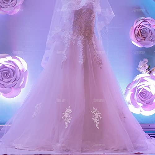 Auear, 2 Pack Flower Lace Applique Lace Patches For Wedding Dress Diy Clothing Flower Applique Collar Material (Ivory) #TOP2