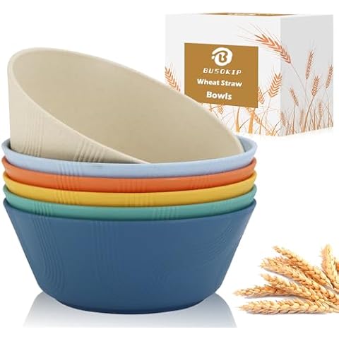 BUSOKIP 36 oz Wheat Straw Bowl Set Cover