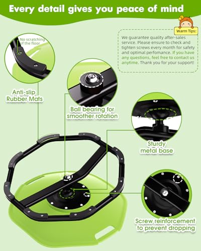 Image of Spinning Chair with Safety Handles for Autistic Kids, Sensory Swivel Chair, Sensory Toys for Kid with ADHD Autism, Sit and Spin Toys for Children Christmas Birthday Gifts for Toddlers Kids - Green