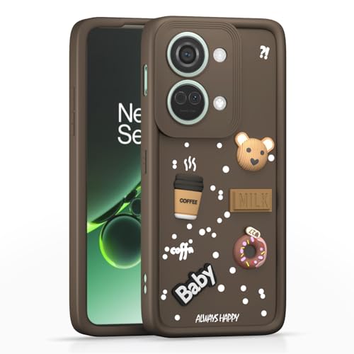 Image of Pikkme Back Cover for OnePlus Nord 3 5G | Cute Fun Cartoon 3D Bear Silicone Full Body Protection Bumper Case (Brown)