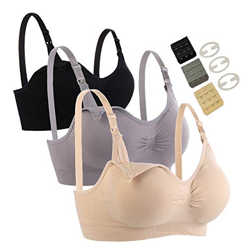Seitop 3 Pack Schwangerschafts Still BH Nahtloser Still-BH mit zusätzlichen BH-Verlängerungen Stillen und Schlaf Ohne Bügel für Damen L Seitop 3 Pack Schwangerschafts Still BH Nahtloser Still-BH mit zusätzlichen BH-Verlängerungen Stillen und Schlaf Ohne Bügel für Damen L