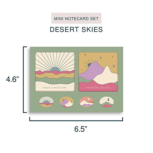Image of Studio Oh! Assorted Mini Note Card Sets with Stickers, 12 Blank Cards, Stickers & Small Envelopes, Greeting Notecards for Birthday, Thank You Notes, 260 GSM Textured Paper Weight, Desert Skies