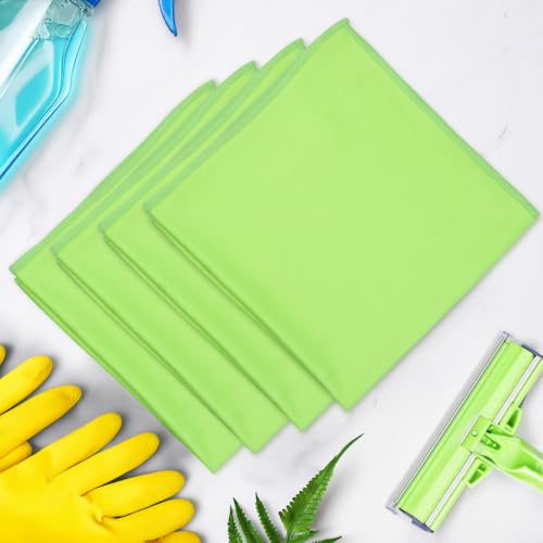 Image of Microfiber Utility Cleaning Towels | 400 GSM Ultra-Soft Cloths for Windows, Glass, Mirror, Car & Kitchen | Streak-Free, Lint-Free | 40 x 40 cm | Aqua Green | Pack of 4