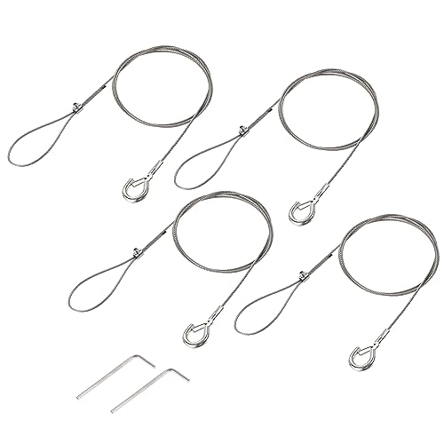 Image of uxcell Picture Hanging Wire Kit, 4Set 1M Adjustable Hanger Wire Hook for Home Art Gallery Picture Kit, Load 66 Lbs, with Fixing Screws and Wrench