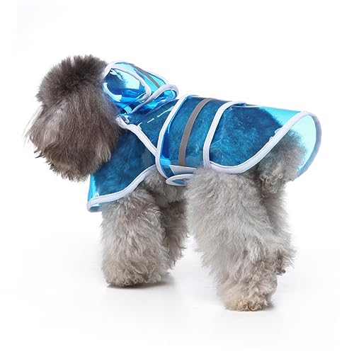 ペットフード付きレインジャケット 犬用レインジャケット 冬のコート ポンチョレインコート ペット用レインウェア レインスーツ 愛犬レインコート ペットの犬のジャンプスーツ Blue 青 メートル