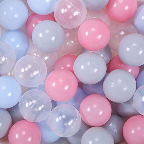 PlayMaty Colorful Pit Balls Plastic Phthalate Free BPA Free 4-corlor Ocean Ball Crush Proof Stress Balls for Toddlers and Kids Playhouse Pool Ball Pit Accessories 2.1 Inches (100 Pieces)