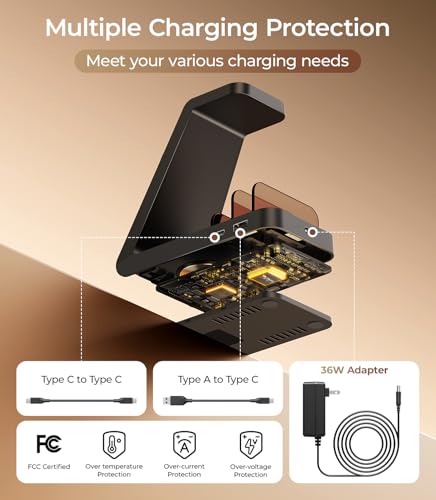 Image of Magnetic Wireless Charger for Samsung, 5 in 1 Charging Station Compatible with MagSafe Samsung Charger for Galaxy S26 /S25 /Z Fold7 /Flip7 /Watch Ultra 8, Charger Dock Stand for All Galaxy Tab Series