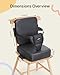 HOMEAL Booster Seat for Kitchen Chair, Breathable Toddler Booster Seat for Dining Table with Backrest and Adjustable Straps, Portable Travel Toddler Booster Seat, Dark Grey