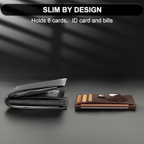 Image of Hawanik Slim Minimalist Front Pocket Wallet with Built-in Case Holder for AirTag