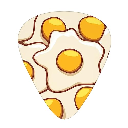 ギターピック 12枚 3種類の厚さ 漫画のオムレツ 朝ごはん 可愛い ギターピックセット ピックケース 収納ボックス付き アコーステイクギター エレキギター ウクレレ マンドリン ベース バンジョー用 片面印刷 初心者用 ベース用ピック ギター Abs素材