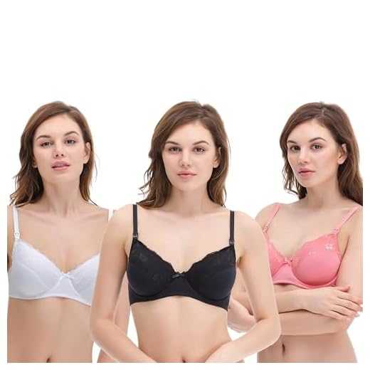 Curve Muse Extra stor storlek Amning tråd BH med nedfällbara kupor (Förpackning med 3)-SVART,PERSIKA,VIT-95D-V2