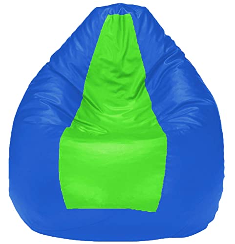 Image of Casa Copenhagen Premium Leather Bean Bag Chair, Filled with Beans | Capacity: Upto 7 Ft Height, 200 KG Weight | 3XL | Blue&Green
