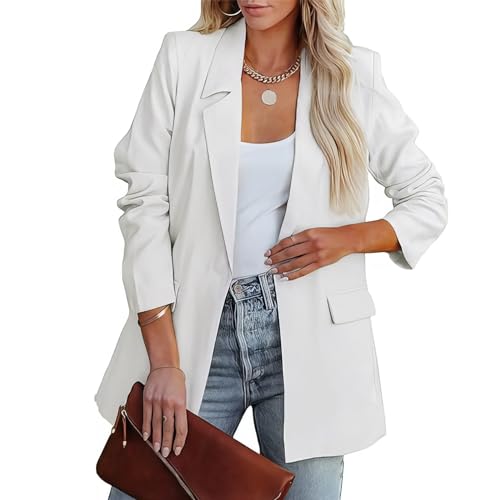 MGizo DtiSpectrum Blazer de Mujer - Chaqueta de Traje Holgada de un Solo Pecho con Abertura Frontal para el Trabajo, Chaquetas de Negocios con Cuello de Solapa y Manga Larga.