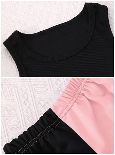 Hilinker Conjunto de 3 peças com capuz e moletom com capuz canelado para meninas, Bebê preto e rosa,
