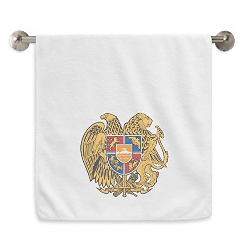Linge de toilette blason Arménie en tissu blanc moelleux premium