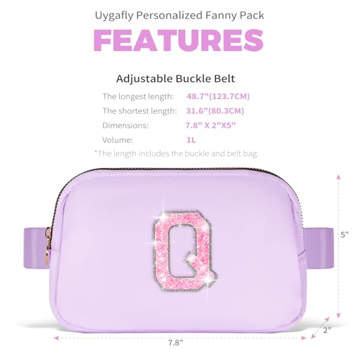 Image of Uygafly Graduation Gifts for Teens Kids Daughter Sister Her - Birthday Gifts for 3 4 5 6 7 8 9 10 11 12 13 Year Old Girls,Fanny Pack Crossbody Bag Belt Bag Cute Trendy Stuff | Lavender,Initial Q