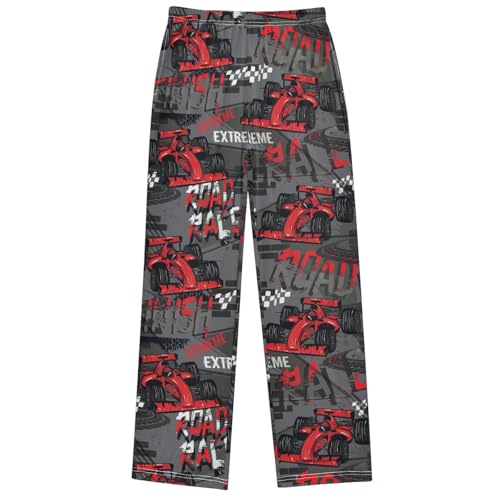 Boy's Pants Red Sport Car Jogger Pants Elastic Waist Long Bottoms Trousers with Pockets 6-14 Years