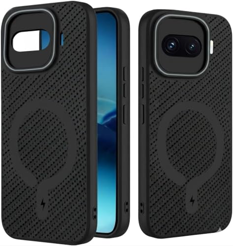 Image of FIRST MART Back Cover for iQOO 15R - Magsafe Look Case, Carbon Fiber Design, Flexible, Soft Micro-Fibre Lining Inside | Black