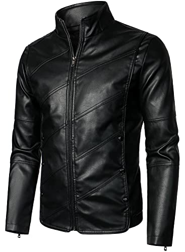 Mens Faux Leather Motorcycle Jacket