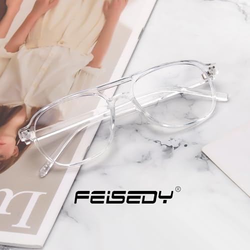 Image of FEISEDY Blue Light Blocking Glasses Women Men Square Computer Lightweight Pilot Glasses Anti Eyestrain & UV Glare B0141